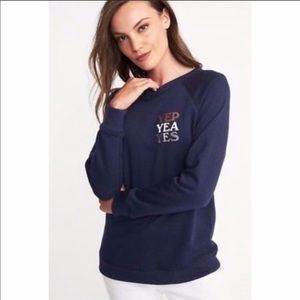 Old Navy ‘Yep Yea Yes’ Sweater Navy Blue Small